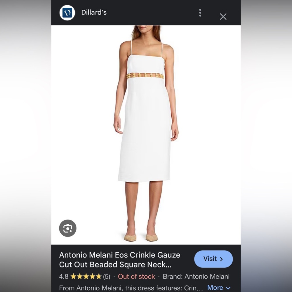Antonio Melani Eos Crinkle Gauze Cut Out Beaded Square Neck Dress